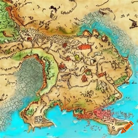 Realistic fantasy map of a lilliputian continent on Craiyon