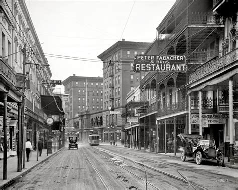 Saint Charles Avenue from Canal Street. Peter Fabacher & Bros Restaurant, New Orleans, ca 1910 ...