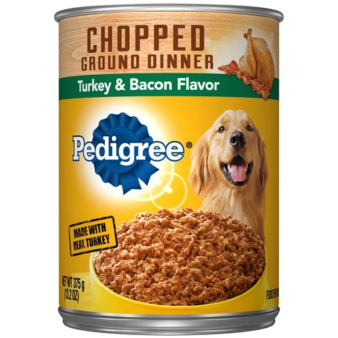 PEDIGREE Chopped Ground Dinner Adult Canned Soft Wet Meaty Dog Food Turkey & Bacon Flavor, 13.2 ...