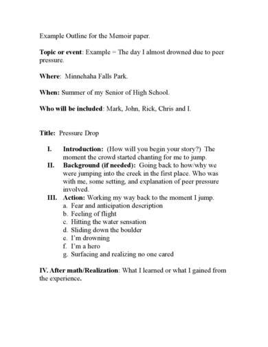 Memoir Outline Template Pdf