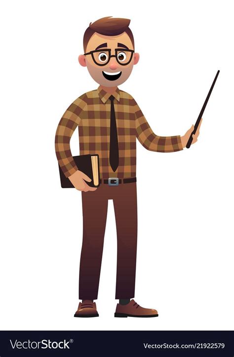 Male teacher cartoon character standing isolated vector image on ...