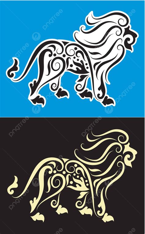 Lion Ornament Vector Mascot Brush Outline Photo, Mascot, Brush, Outline ...