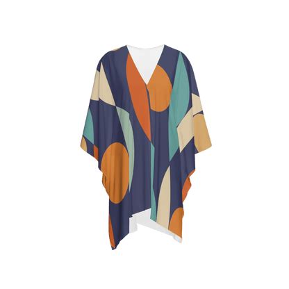 Mid Century Modern Blue, Teal, Burnt Orange Geometric Groovy Wrap Cove – Mid Century Modern Gal