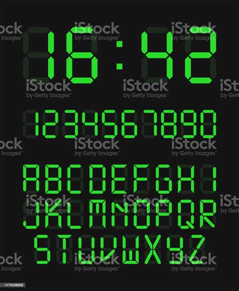 Digital Clock Number Set Stock Illustration - Download Image Now - Alarm, Backgrounds, Bank ...