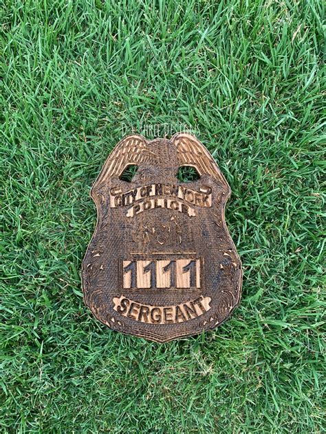 NYPD Sergeant Wooden Police Badge // NYPD Sergeant Police Badge // Police Sergeant Retirement ...