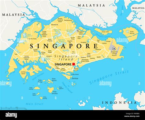 Singapore island political map with capital Singapore, national borders ...