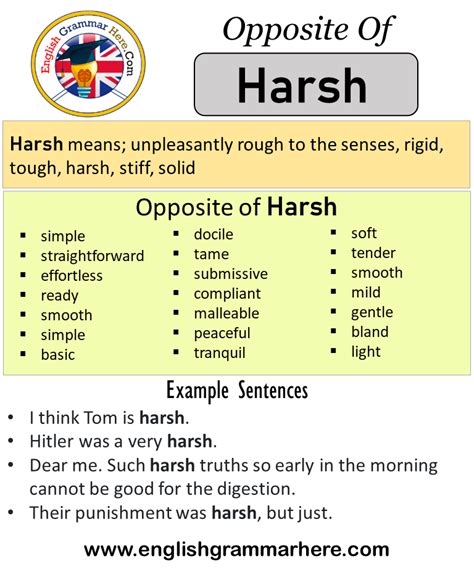 Opposite Of Harsh, Antonyms of Harsh, Meaning and Example Sentences ...