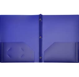 2-Pocket Plastic Folder with Fasteners, Blue Plastic Folder