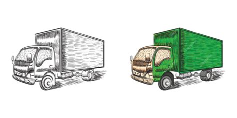 Premium Vector | Truck sketch drawing and illustration with vintage style
