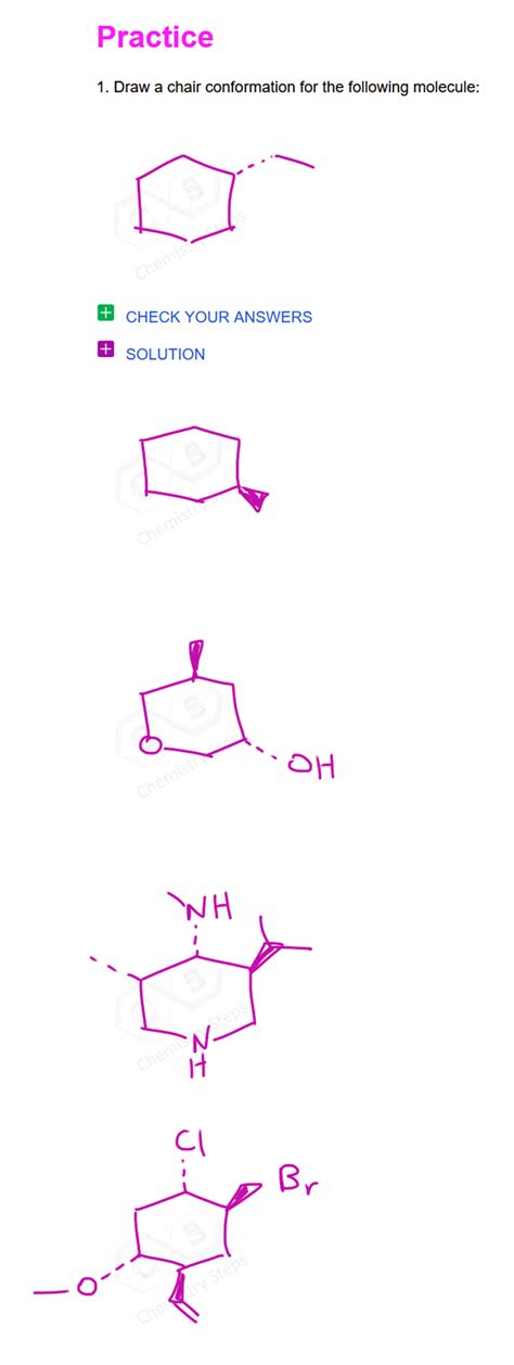 Drawing the Chair Conformation of Cyclohexane - Practice Problems | Chemistry, Molecules ...