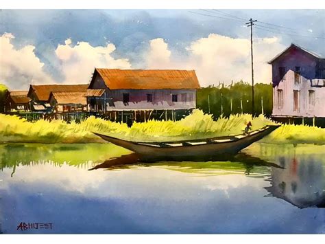 The Selfless | Rural Landscape | Watercolor Painting by Abhijeet ...