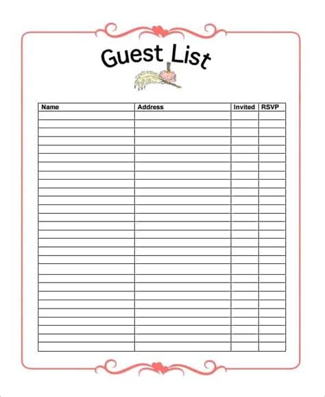 10+ Party guest list templates - Word Excel PDF Formats