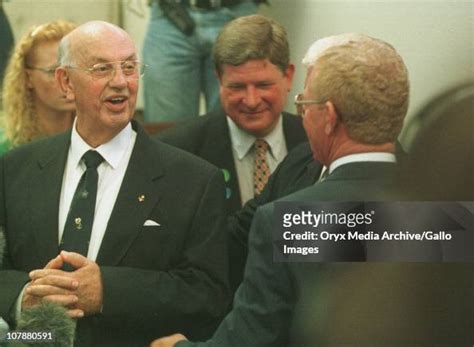 Former apartheid President P.W. Botha talks to the media at the... News Photo - Getty Images