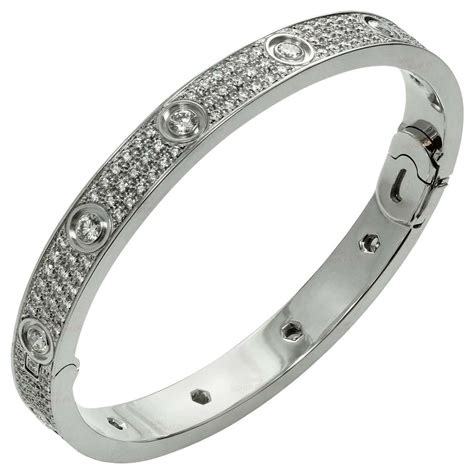 Cartier Love Pave Diamond Gold Bangle Bracelet For Sale at 1stDibs