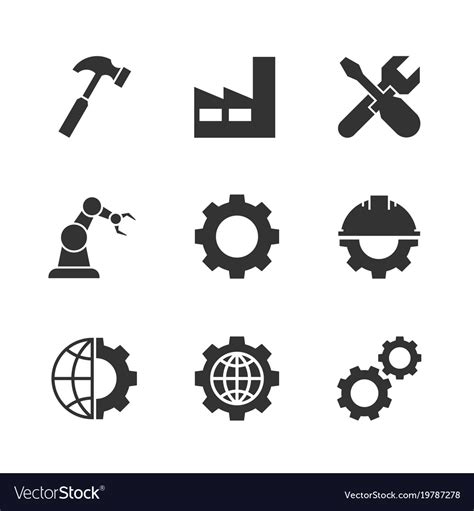 Manufacturing black icons Royalty Free Vector Image