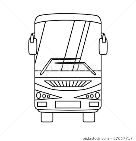 Line art black and white bus front view. - Stock Illustration [67057717 ...