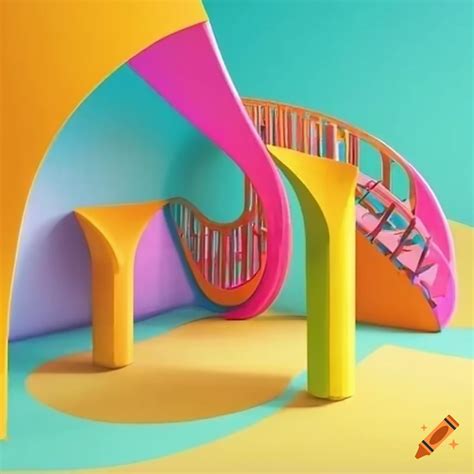 Colorful and surreal playground on Craiyon