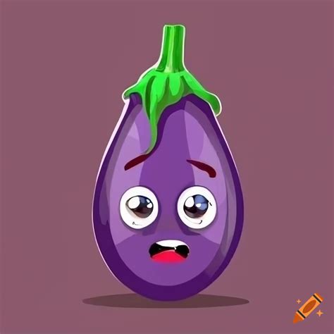 Funny cartoon eggplant with vibrant color