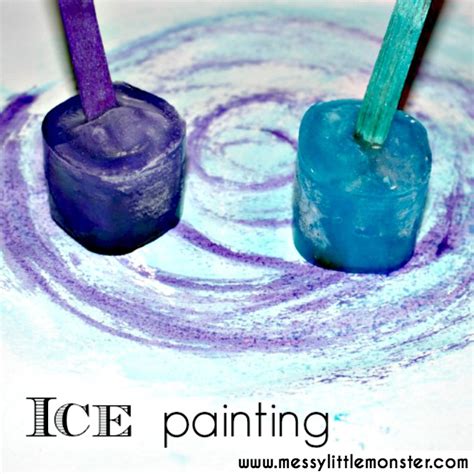 Taste Safe Ice Painting - a fun painting idea for toddlers - Messy Little Monster