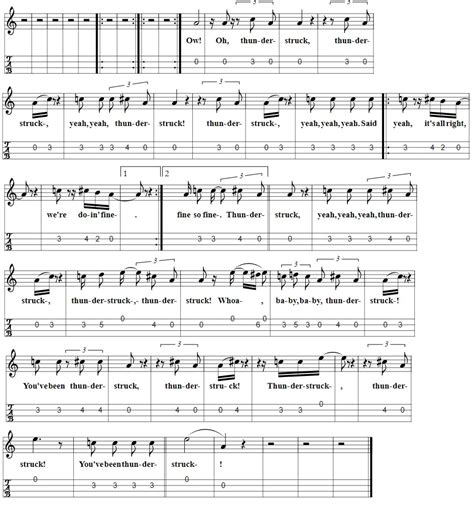 Thunderstruck Banjo And Mandolin Tab - Tenor Banjo Tabs