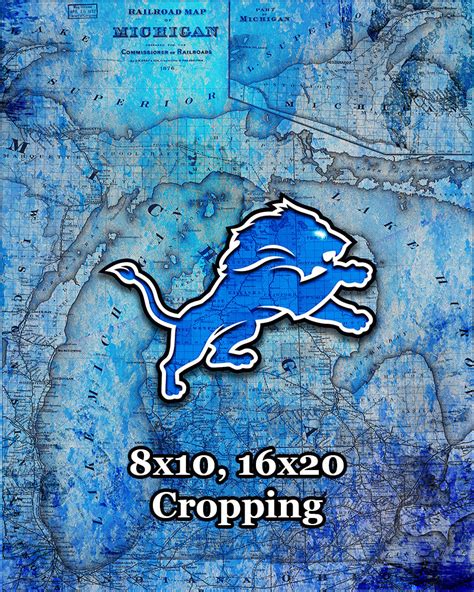 Detroit Lions Sports Poster, Detroit LIONS Artwork, Lions in front of ...