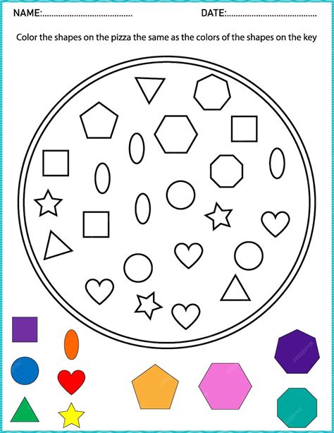 Premium Vector | Shape Pizza Coloring Activity Worksheet for kindergarten