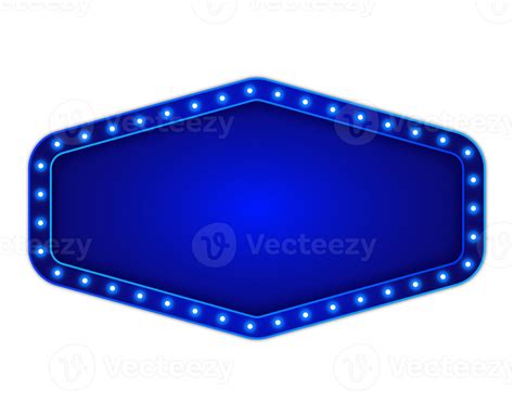 Blue billboard hexagon shape with glowing neon light 19817586 PNG