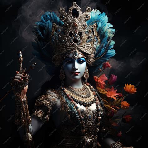 Premium AI Image | Lord Krishna and playing flute on the occasion of ...