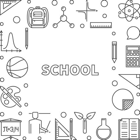 School concept outline frame. Vector linear illustration 13093507 ...