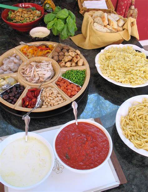 Pasta bar | Party food appetizers, Food, Pasta bar