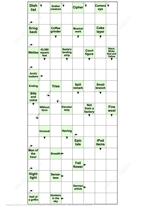 Arrow Word Puzzle | Free Printable Puzzle Games