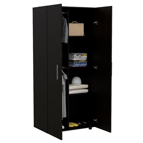 Tuhome Black Contemporary Engineered Wood Furniture Tera 70" 2 door armoire | Cymax Business