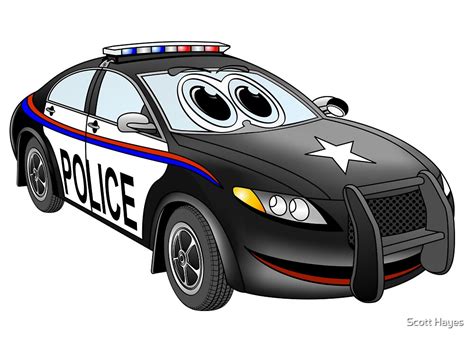 "Police Car Cartoon BW" by Graphxpro | Redbubble