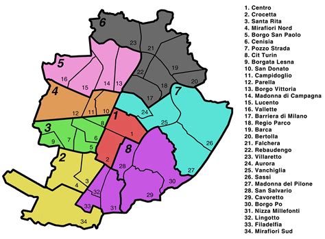 Quartieri Torino - Mappe, cartine geografiche - numero abitazioni