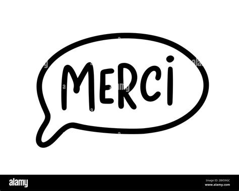 MERCI. Thank you card in french language. French quote. Vector text ...