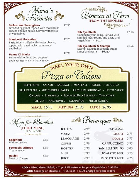 Rosa's | Italian Restaurant menu in Visalia, California, USA