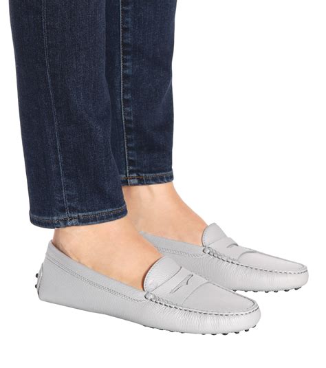 Tod's Gommino Leather Loafers in Grey (Gray) - Lyst