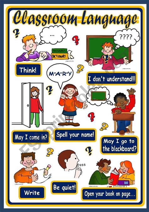 CLASSROOM LANGUAGE - POSTER 2 - ESL worksheet by xani