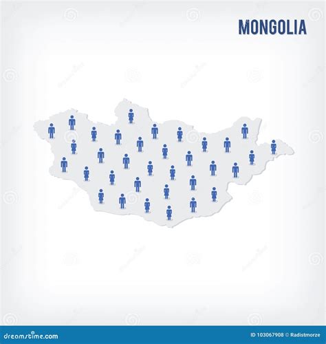 Vector People Map of Mongolia . the Concept of Population Stock Illustration - Illustration of ...