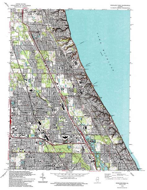 Highland Park topographic map 1:24,000 scale, Illinois