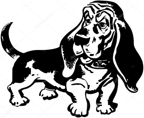 Basset Hound Clipart Black And White - img-brah