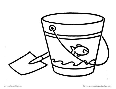 Coloring Page Kids Beach Bucket - Coloring Nation