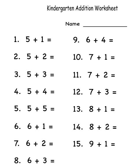 Printable Worksheets For Kindergarten Math