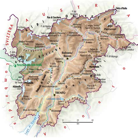 Mappa del Trentino Alto Adige