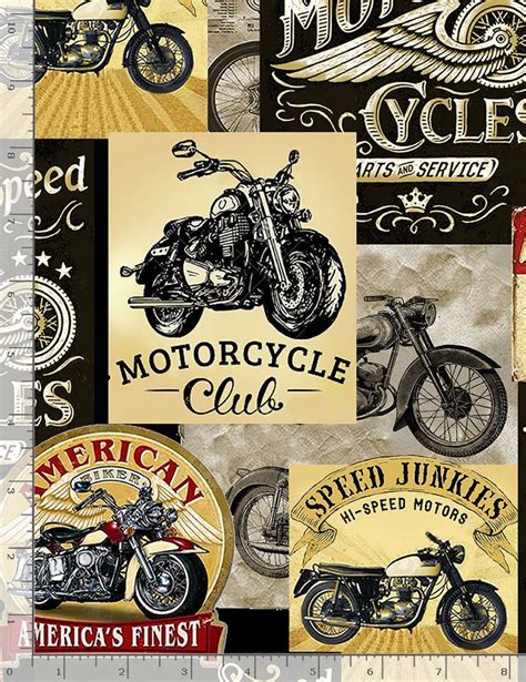 Vintage Motorcycle Signs on Cream B/g-timeless Treasures-bty - Etsy