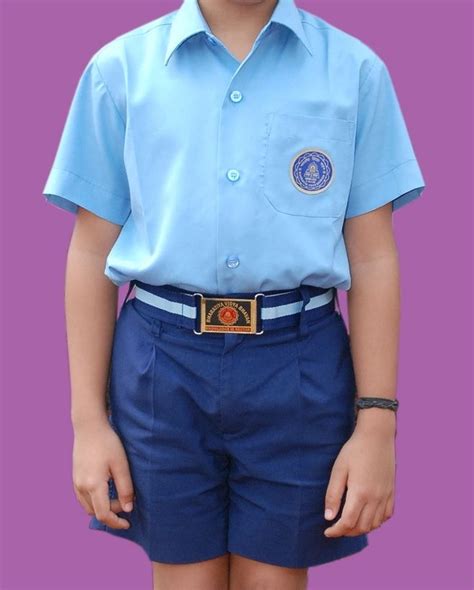 Boys Uniform - Light Blue Half Shirt & Navy Blue Half Pant | School uniform kids, School uniform ...