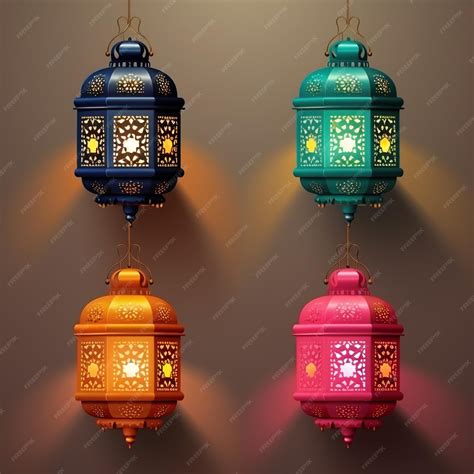 Premium AI Image | Set Of Colorful Ramadan Lanterns isolated background