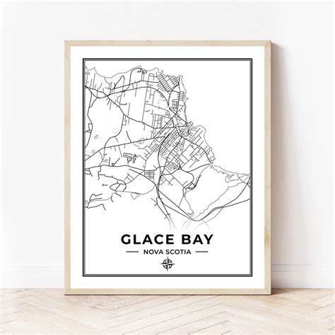 Glace Bay Map Print Map of Glace Bay Nova Scotia Black & White Digital ...