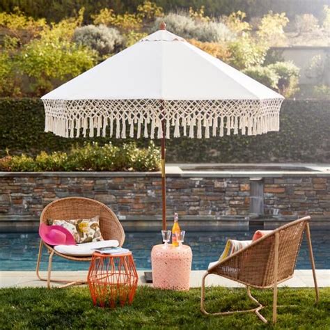 Natural Replacement Umbrella Canopy With Fringe | Best Outdoor Umbrellas | 2020 | POPSUGAR Home ...