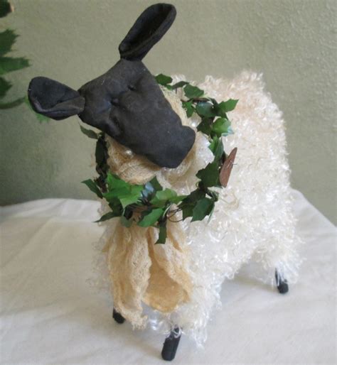 Primitive Sheep , Primitive Sheep With Wreath , Handmade Country Decor , Decorative Sheep ...